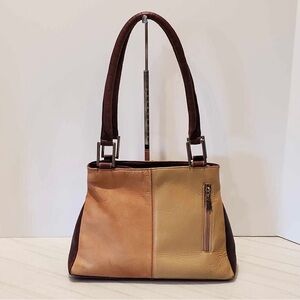 American Angel genuine leather color block shoulder bag Y2K